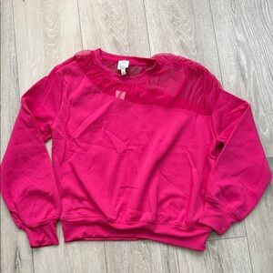 Maeve Fuchsia Sheer Detail Top size S